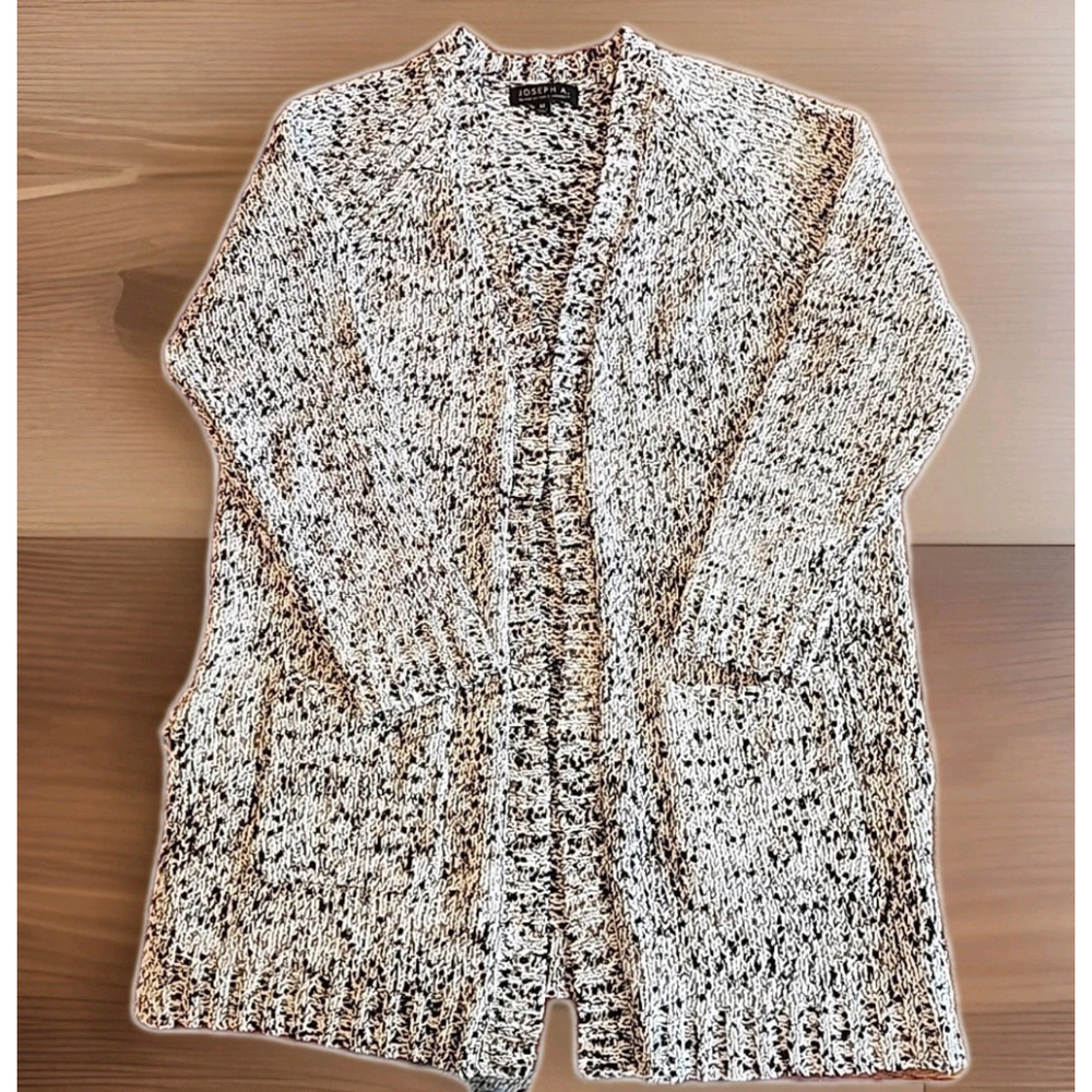 Joseph a Women's Long Sleeve Knit Cardigan Size Medium Blk/Grey/White